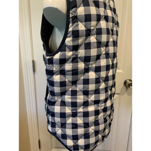 J. Crew Blue & White Plaid Puffer Vest, Size Medium - Picture 6 of 7